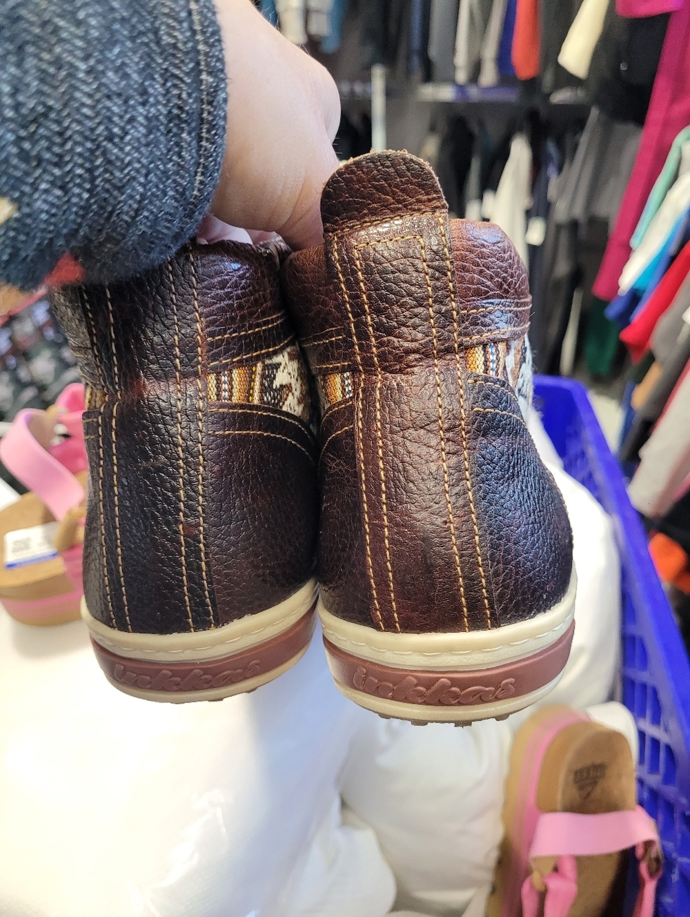 Inkkas 9 Mens Classic Brown Leather-Style Casual Lace-Up Sneakers - Picture 4 of 7